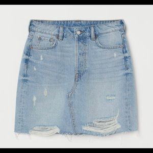 H&M Distressed Denim Jean Mini Skirt